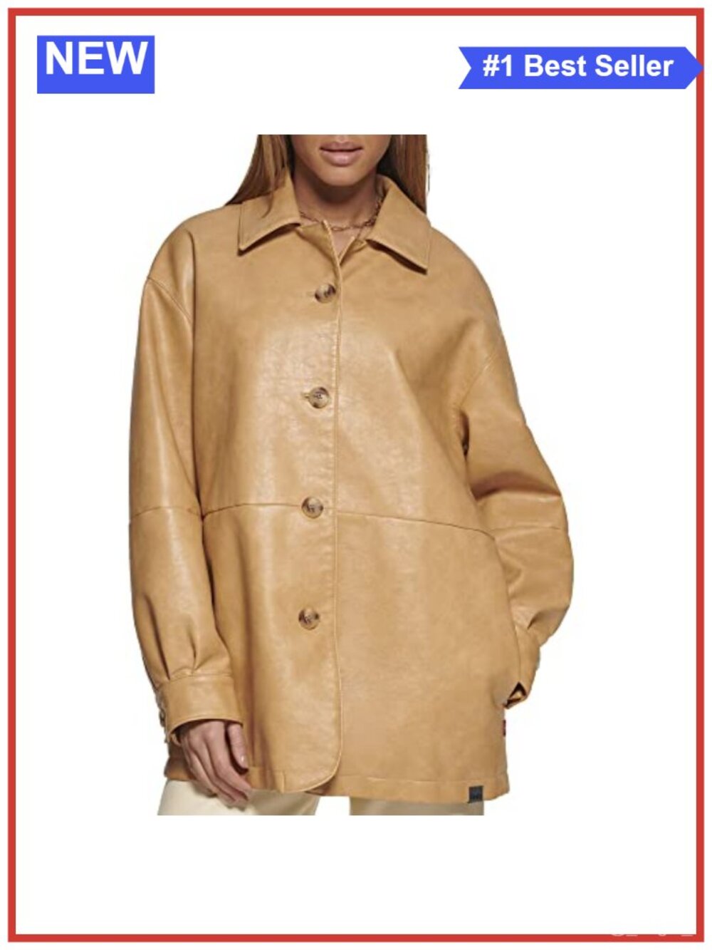 Oversized Faux Leather Blazer Relaxed Fit Button Up Shirt Jacket
